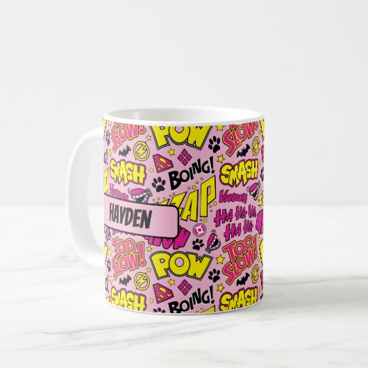 Chibi Comic Phrases en Logos Pattern Koffiemok (Voorkant links)