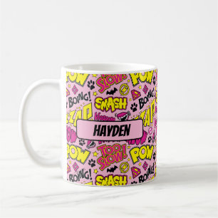 Chibi Comic Phrases en Logos Pattern Koffiemok
