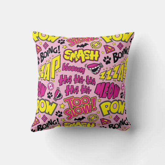 Chibi Comic Phrases en Logos Pattern Kussen (Achterkant)