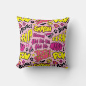 Chibi Comic Phrases en Logos Pattern Kussen (Voorkant)