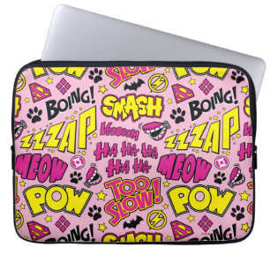 Chibi Comic Phrases en Logos Pattern Laptop Sleeve