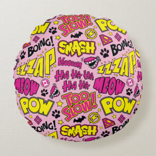 Chibi Comic Phrases en Logos Pattern Rond Kussen