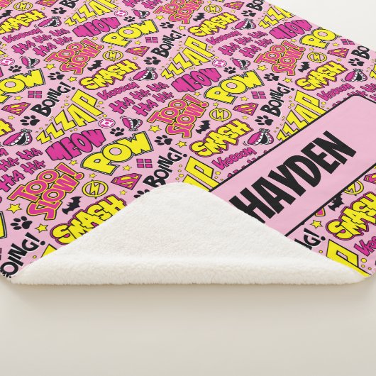 Chibi Comic Phrases en Logos Pattern Sherpa Deken (3/4)