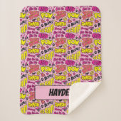 Chibi Comic Phrases en Logos Pattern Sherpa Deken (Voorkant)