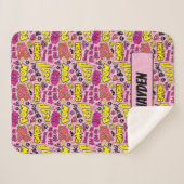Chibi Comic Phrases en Logos Pattern Sherpa Deken (Voorkant (horizontaal))