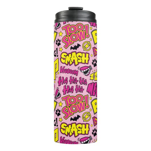 Chibi Comic Phrases en Logos Pattern Thermosbeker (Voorkant)