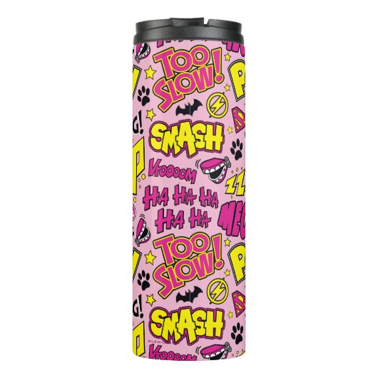 Chibi Comic Phrases en Logos Pattern Thermosbeker (Achterkant)