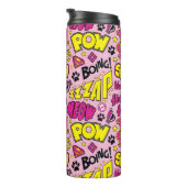 Chibi Comic Phrases en Logos Pattern Thermosbeker (Geroteerd rechts)