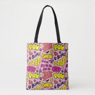 Chibi Comic Phrases en Logos Pattern Tote Bag