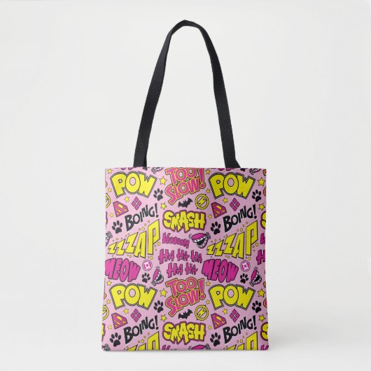 Chibi Comic Phrases en Logos Pattern Tote Bag (Voorkant)