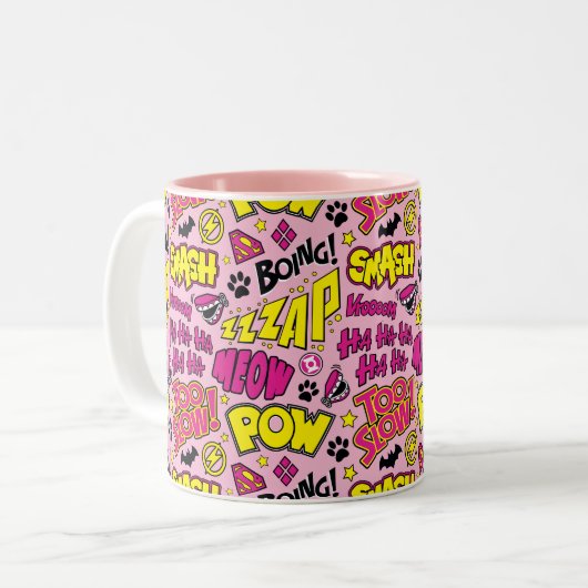 Chibi Comic Phrases en Logos Pattern Tweekleurige Koffiemok (Voorkant links)