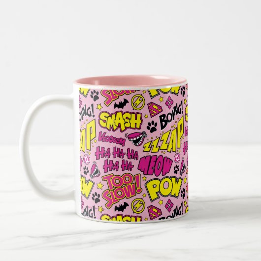 Chibi Comic Phrases en Logos Pattern Tweekleurige Koffiemok (Links)