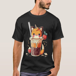 Chibi Cute Bubble Tea Fox Boba Tea T-shirt