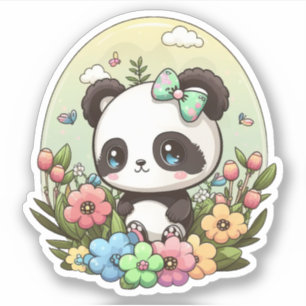 Chibi Cute Panda Kawaii Spring Sticker