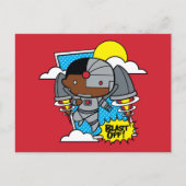 Chibi Cyborg Blast Off Briefkaart (Voorkant)