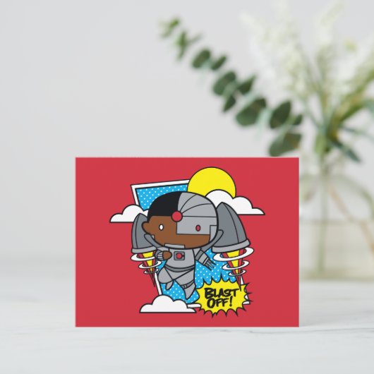 Chibi Cyborg Blast Off Briefkaart (Staand voorkant)