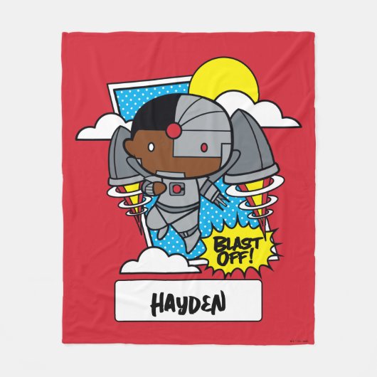 Chibi Cyborg Blast Off Fleece Deken (Voorkant)