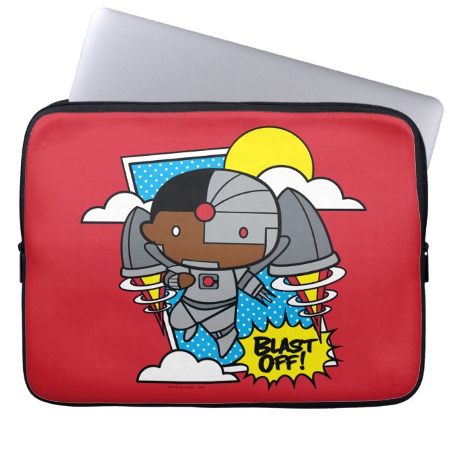 Chibi Cyborg Blast Off Laptop Sleeve (Voorkant)