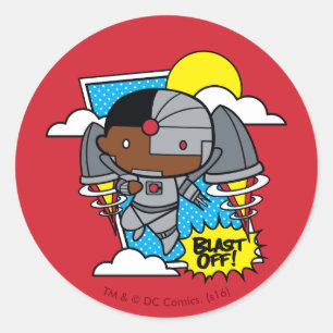 Chibi Cyborg Blast Off Ronde Sticker