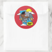 Chibi Cyborg Blast Off Ronde Sticker (Tas)