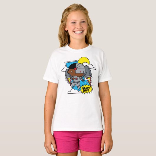 Chibi Cyborg Blast Off T-shirt (Voorkant volledig)