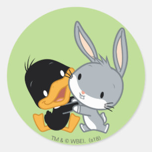 Chibi DAFFY DUCK™ EN BUGS BUNNY™ Ronde Sticker