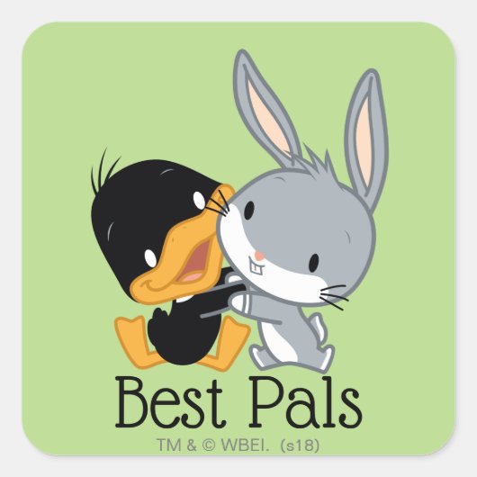 Chibi DAFFY DUCK™ EN BUGS BUNNY™ Vierkante Sticker (Voorkant)