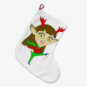 chibi-danseres rendiermeisje grote kerstsok (Voorkant (Hangend))