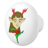 chibi-danseres rendiermeisje keramische knop (Rechts)