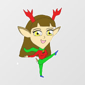 chibi-danseres rendiermeisje raamsticker (Vel)