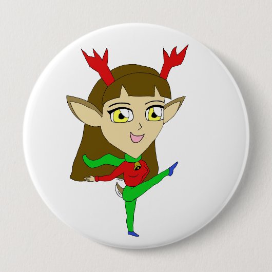 chibi-danseres rendiermeisje ronde button 4,0 cm (Voorkant)