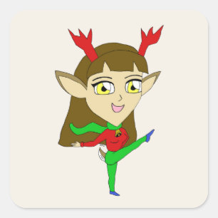 chibi-danseres rendiermeisje vierkante sticker
