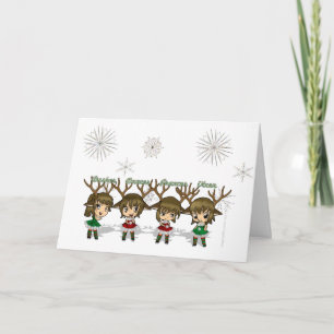 Chibi Deer Card Feestdagen Kaart