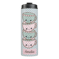 Chibi Dotty Teacup Stack Pink en Blue