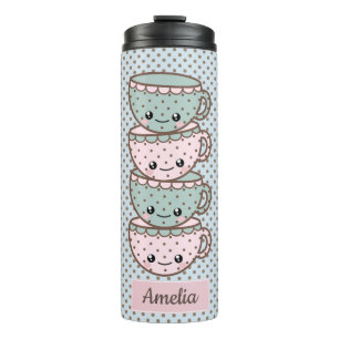 Chibi Dotty Teacup Stack Pink en Blue Thermosbeker