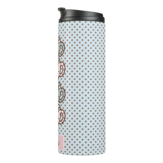 Chibi Dotty Teacup Stack Pink en Blue Thermosbeker (Geroteerd rechts)