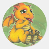 Chibi Dragon Ronde Sticker (Voorkant)