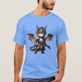 Chibi dragonwarrior Front Pose in Full armor funny T-shirt (Voorkant)