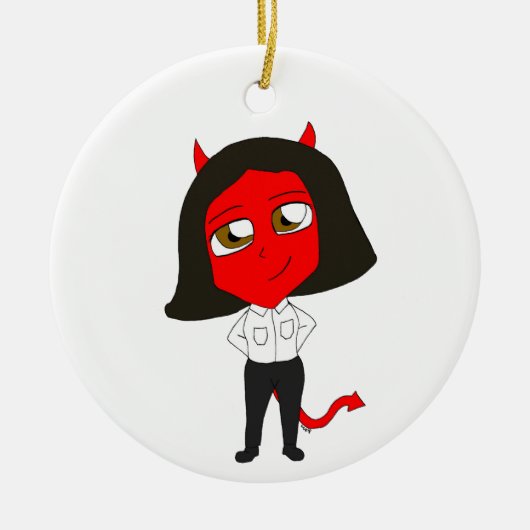 chibi-duivel keramisch ornament (Voorkant)