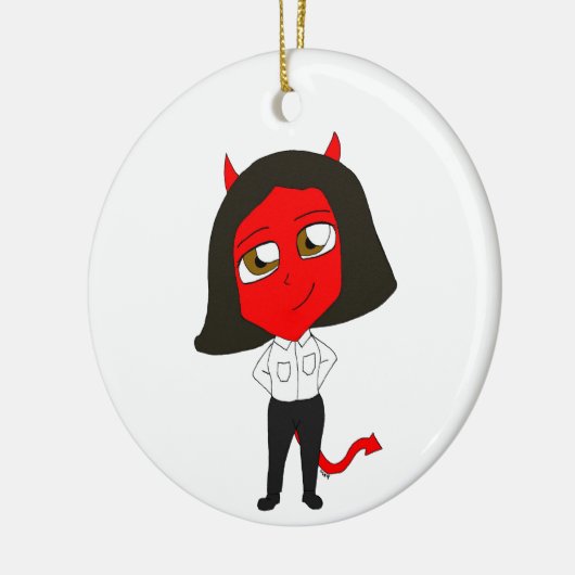 chibi-duivel keramisch ornament (Links)