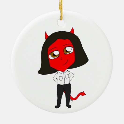 chibi-duivel keramisch ornament (Achterkant)