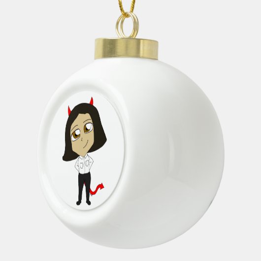 chibi-duivel keramische bal ornament (Rechts)
