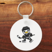 Chibi Eend Speelt IJshockey Mooie Ontwerp  Sleutelhanger (Voorkant)