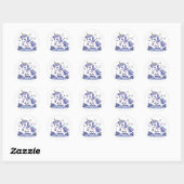 Chibi Eenhoorn Paarse Blauw Roze Ronde Sticker (Vel)