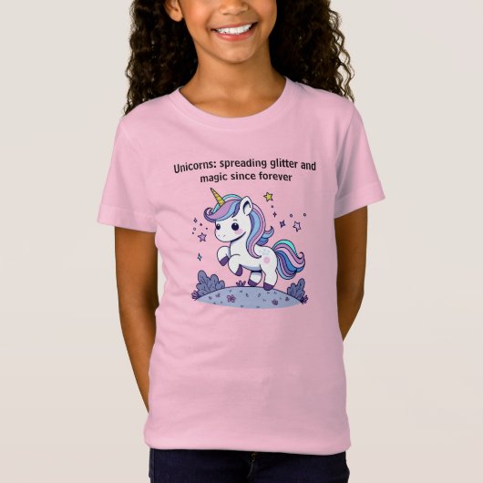Chibi Eenhoorn Spreiding Glitter En Magic T-shirt (Voorkant)
