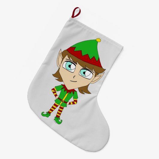 chibi elf-knop grote kerstsok (Voorkant (Hangend))