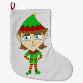 chibi elf-knop grote kerstsok (Voorkant)