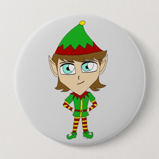 chibi elf-knop ronde button 4,0 cm (Voorkant)