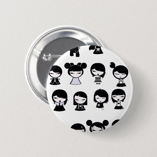 Chibi Emo Gothic Ronde Button 5,7 Cm (Voorkant /achterkant)