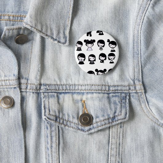 Chibi Emo Gothic Ronde Button 5,7 Cm (In situ)